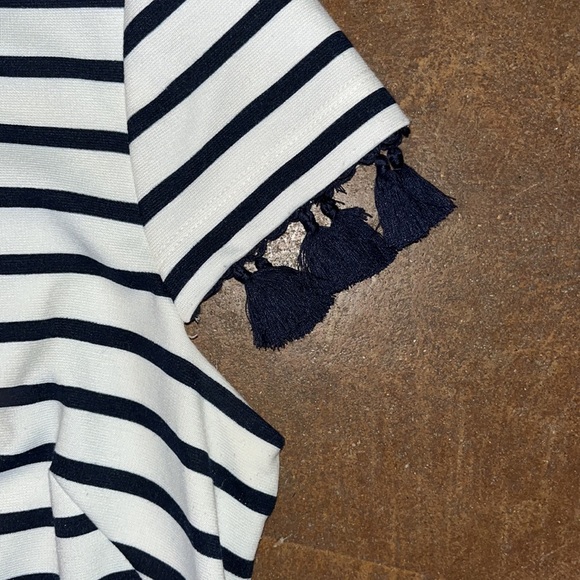 Jessica Howard Navy and White Stripe Tassle Dress Size 8 - Picture 4 of 6